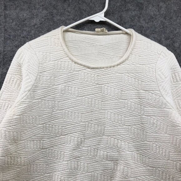 Anthropologie Moth White Sweater Womens S Textured Knit Crewneck Side Zip - Picture 3 of 10